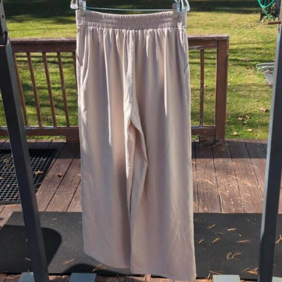 Max Studio London Wide Leg Khaki Pants Sz 10 Palazzo High Waisted Coastal Grandm - Picture 2 of 5